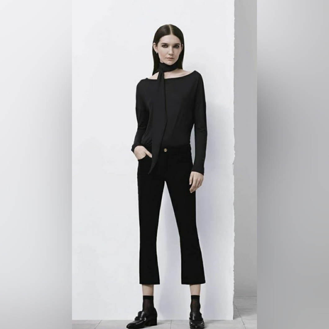 J Brand Selena Bootcut Mid Rise Skinny Crop Black Corduroy 24
